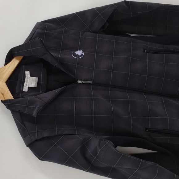 Nike Golf dark gray pin plaid fitted zip up jacket size medium size stretch - Picture 2 of 12
